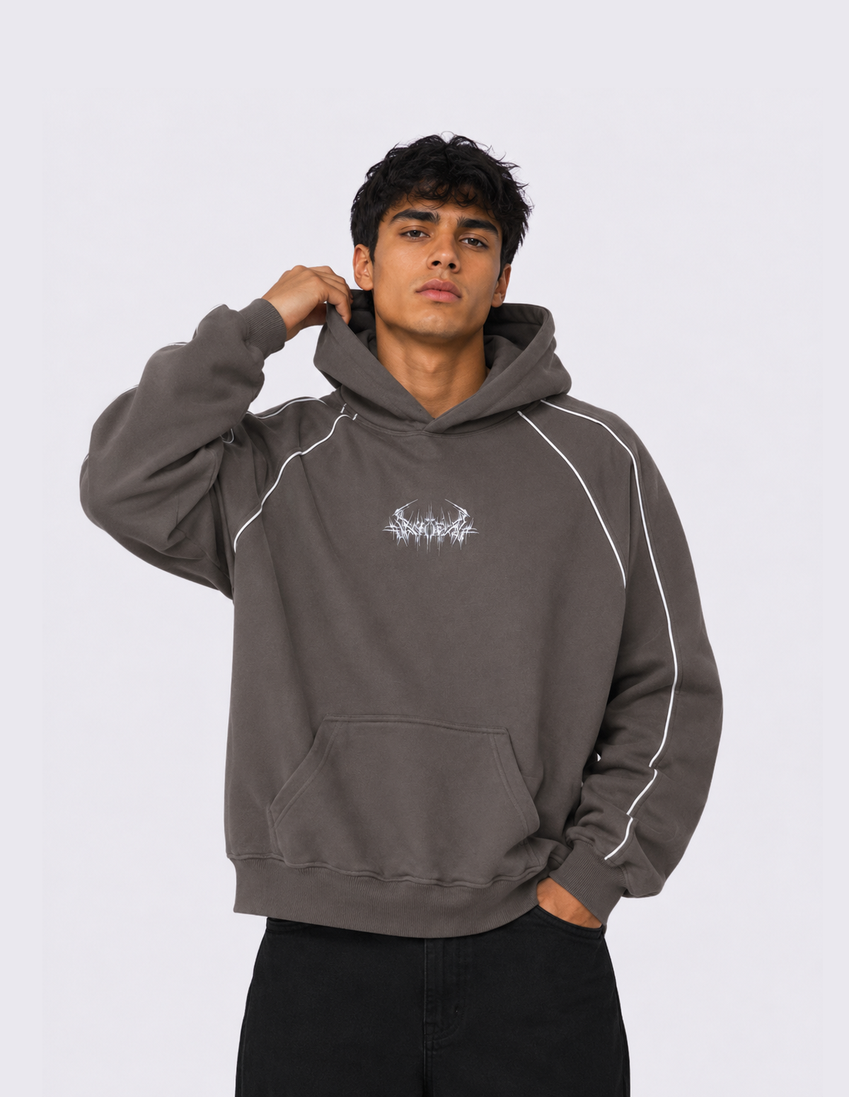 Hoddie Boxy RedFort Ry1 | Hoodie gris oscuro para hombre