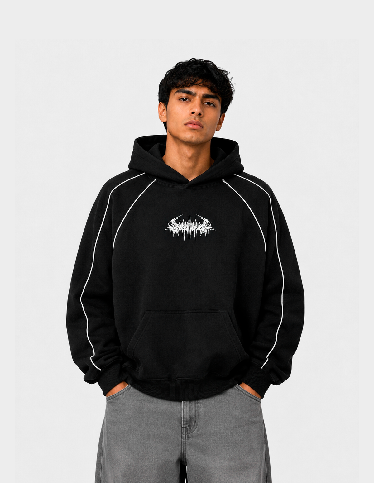Hoddie Boxy RedFort Ry1 | Hoodie gris oscuro para hombre