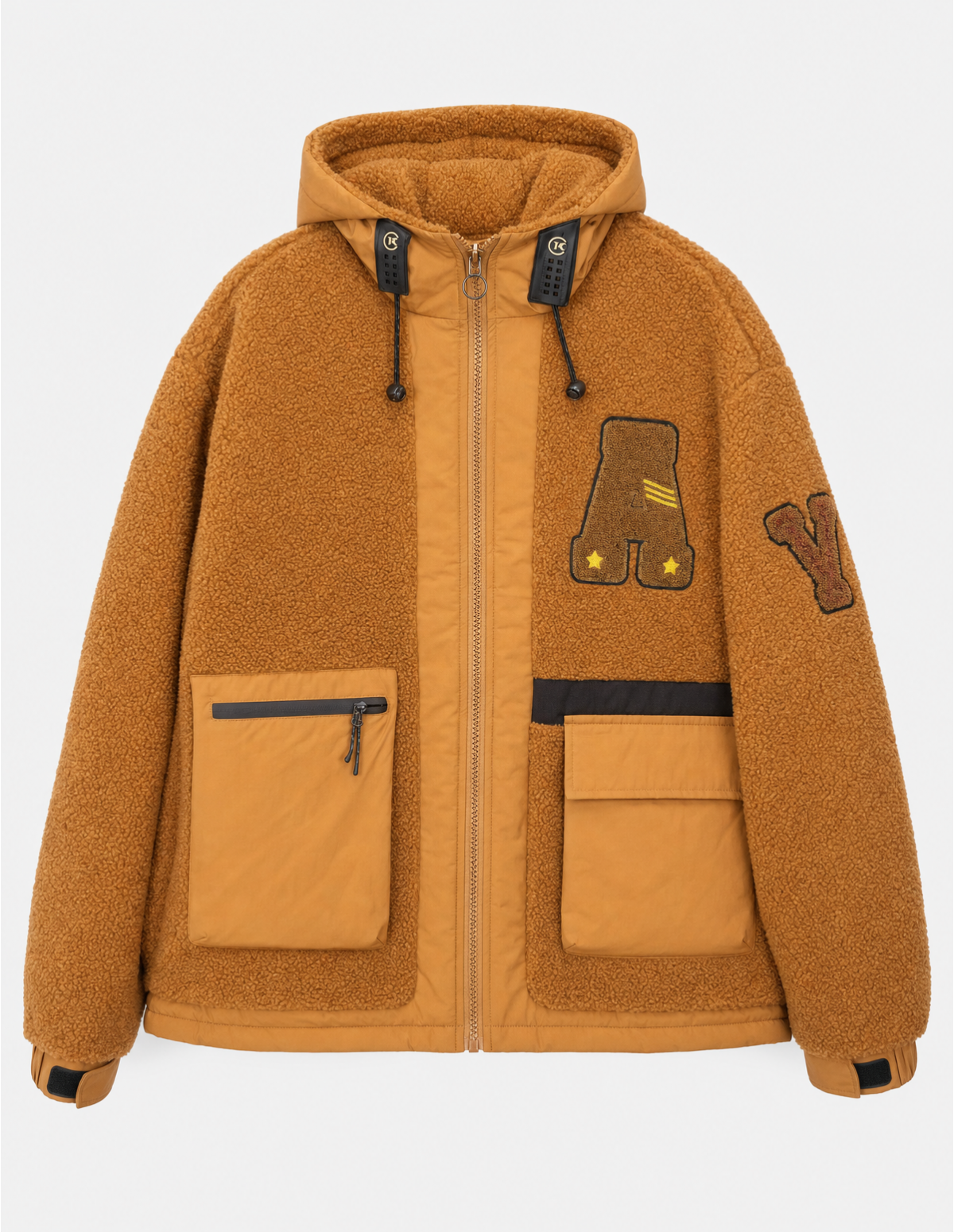 Casaca para hombre con capucha y textura tipo borrego